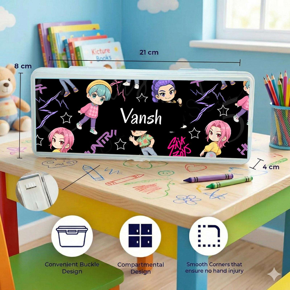 Personalised Pencil Box - K POP Design - Chatterbox Labels - Pencil Box