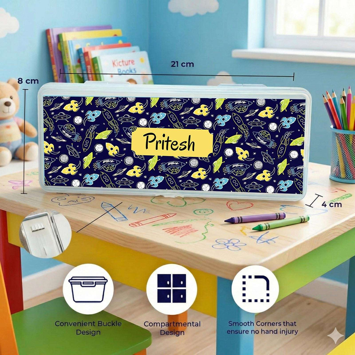 Personalised Pencil Box - Space Design - Chatterbox Labels - Pencil Box