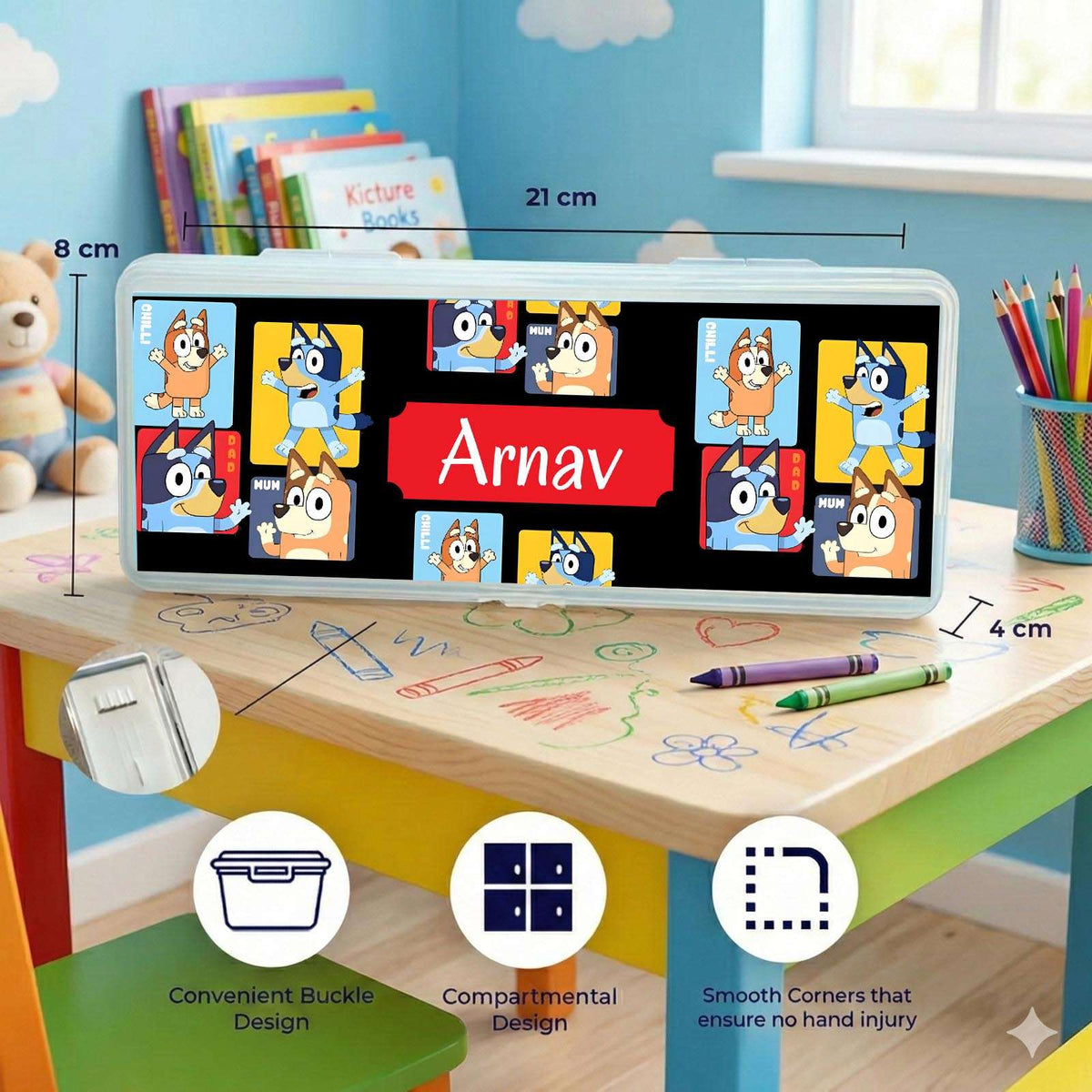 Personalised Pencil Box - Bluey Design - Chatterbox Labels - Pencil Box