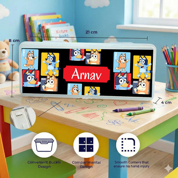 Personalised Pencil Box - Bluey Design - Chatterbox Labels - Pencil Box