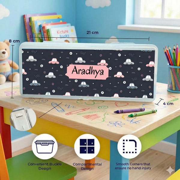 Personalised Pencil Box - Cars Design - Chatterbox Labels - Pencil Box