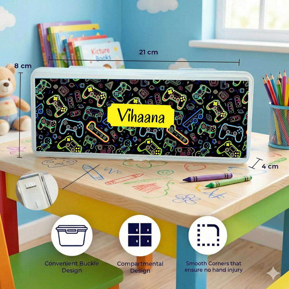 Personalised Pencil Box - Gamer Design - Chatterbox Labels - Pencil Box