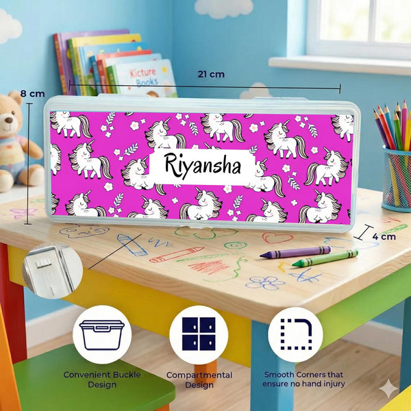Personalised Pencil Box - Unicorn Design - Chatterbox Labels - Pencil Box