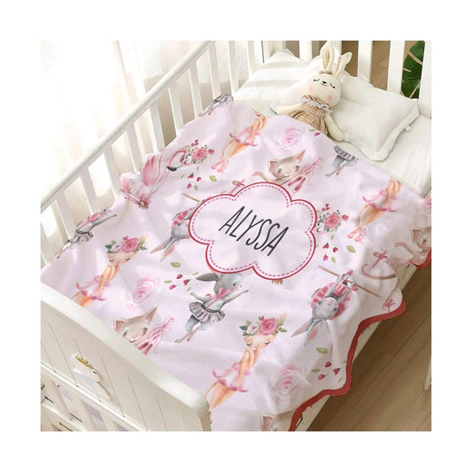 Perosnalised Cotton Blankets for Kids - Bunny Ballerina - Chatterbox Labels - Blankets