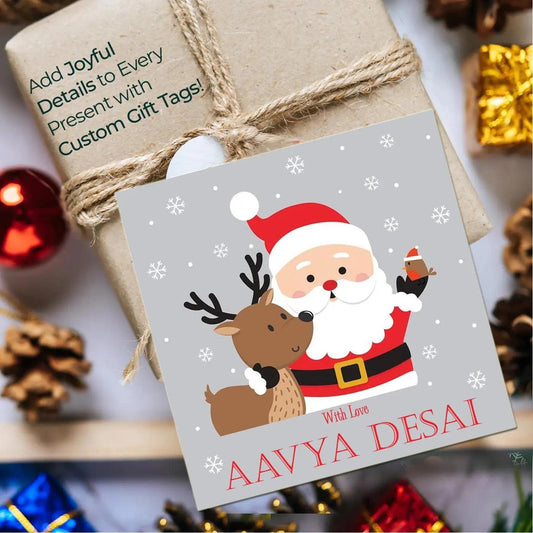 Personalised Christmas Gift Tags - Cute Santa - Set of 10 - Chatterbox Labels - Gift Tags