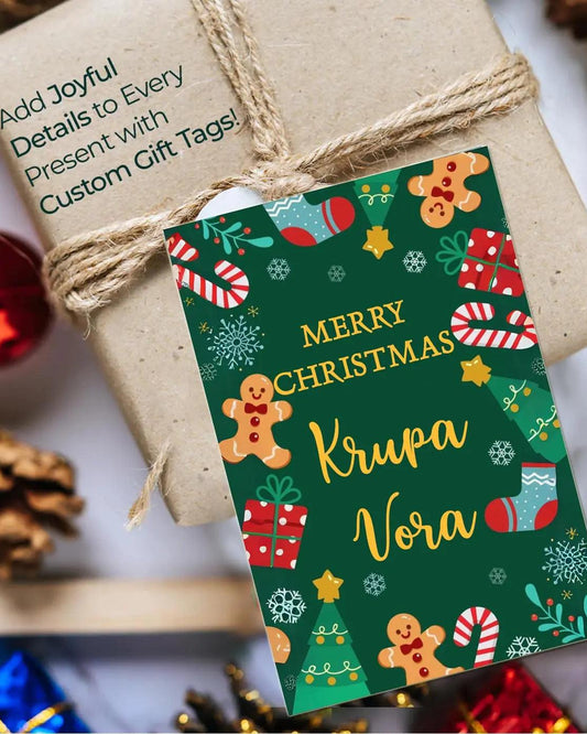 Personalised Christmas Gift Tags - Green Santa - Set of 10 - Chatterbox Labels - Gift Tags
