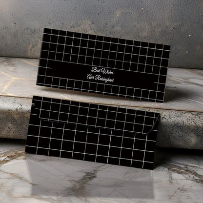 Personalised Money Envelopes - Black Chequered Theme - Set of 20 - Chatterbox Labels - Envelopes