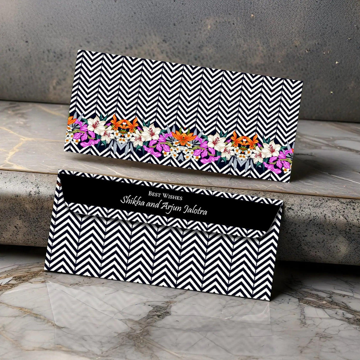Personalised Money Envelopes - Chevron Orchids - Set of 20 - Chatterbox Labels - Envelopes