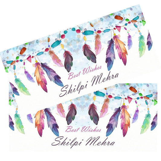 Personalised Money Envelopes - Colourful Feathers Theme - Set of 20 - Chatterbox Labels - Envelopes