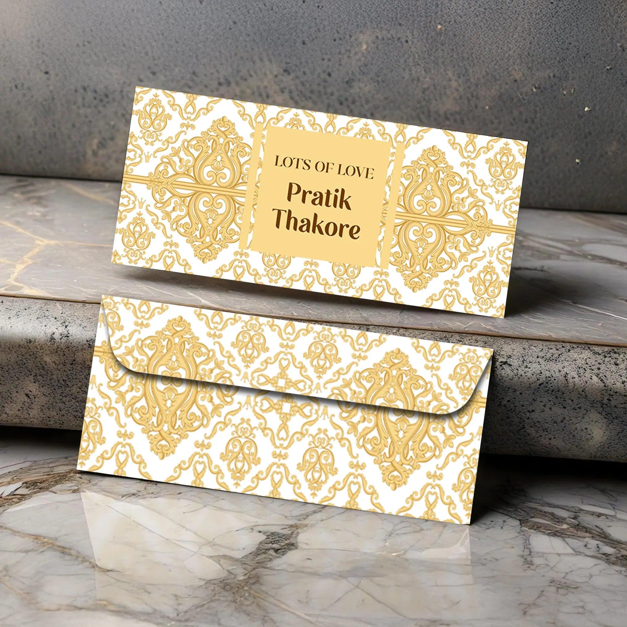 Personalised Money Envelopes - Gold Motif Theme - Set of 20 Chatterbox Labels