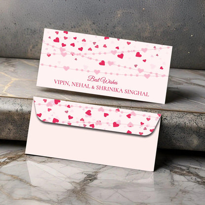 Personalised Money Envelopes - Hearts Theme - Set of 20 - Chatterbox Labels - Envelopes