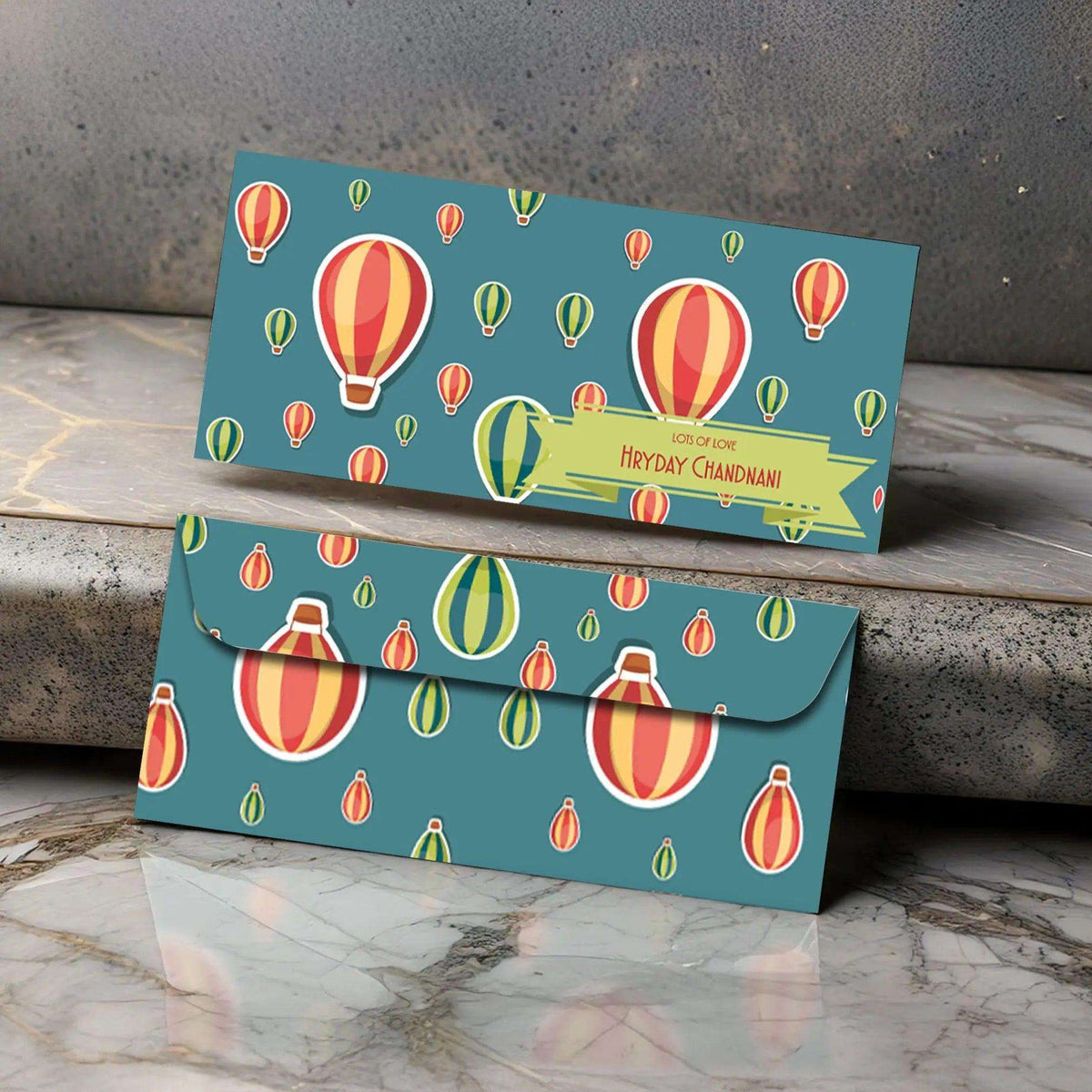 Personalised Money Envelopes - Hot Air Balloon Theme - Set of 20 - Chatterbox Labels - Envelopes