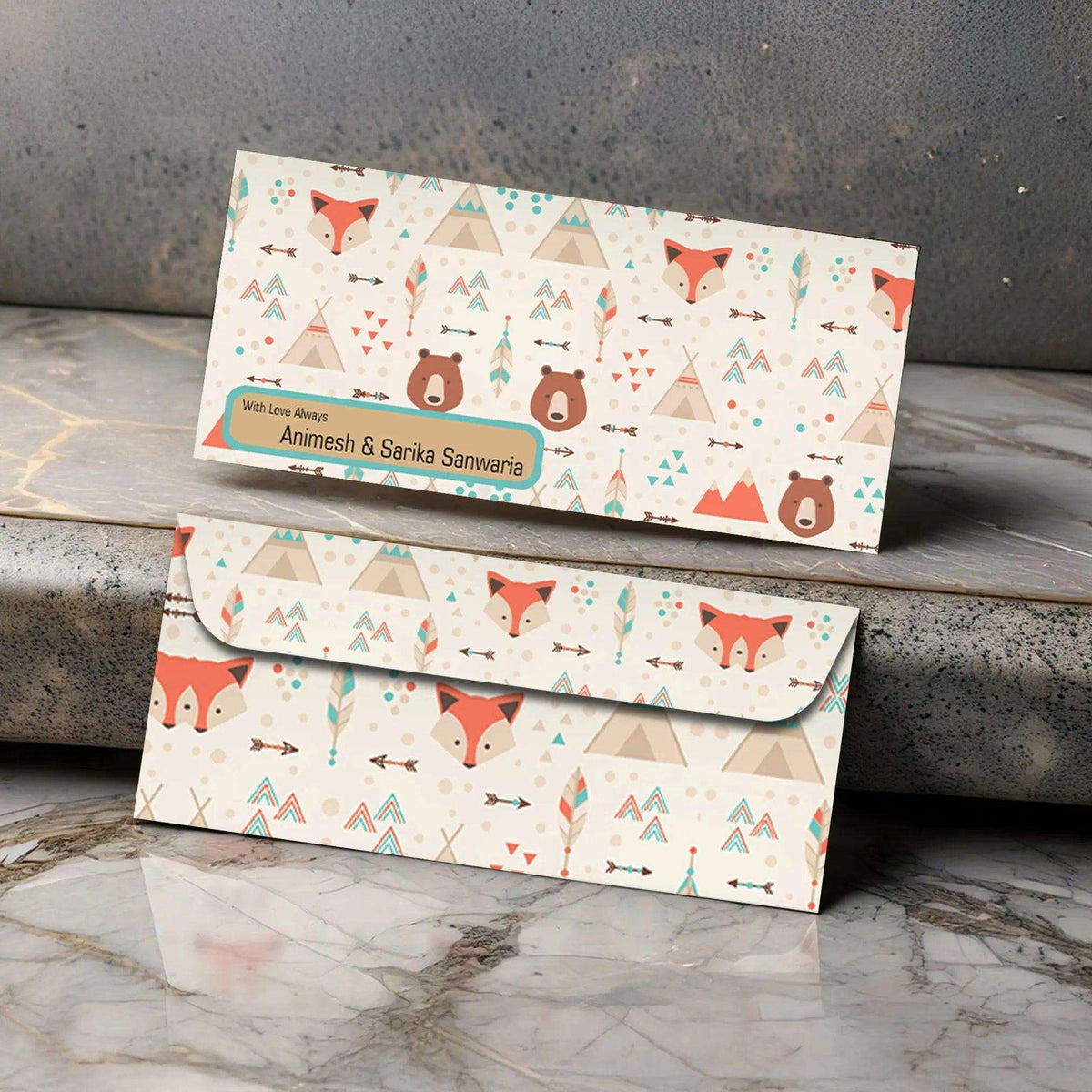 Personalised Money Envelopes - Teepee Theme - Set of 20 - Chatterbox Labels - Envelopes