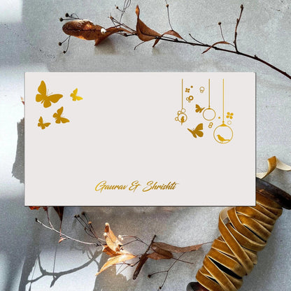 Personalised Gold Foil Note Cards - Butterflies - Set of 20 - Chatterbox Labels - Notecards
