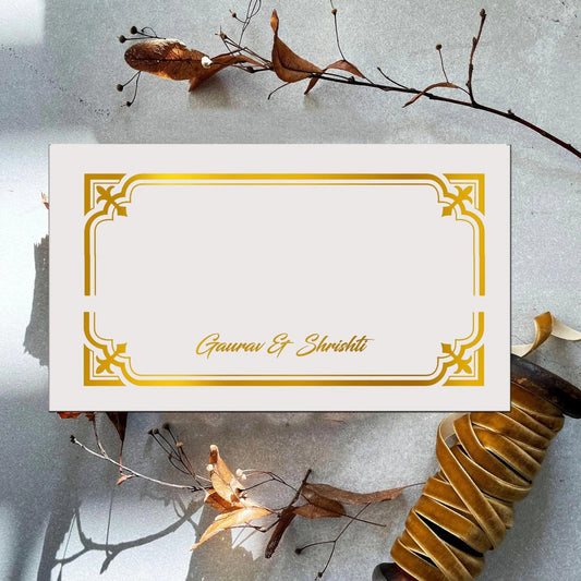 Personalised Gold Foil Note Cards - Elegant Frame - Set of 20 - Chatterbox Labels - Notecards