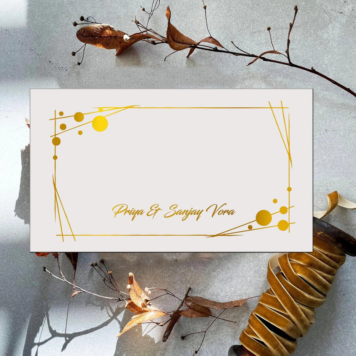 Personalised Gold Foil Note Cards - Lines and Dots - Set of 20 - Chatterbox Labels - Notecards