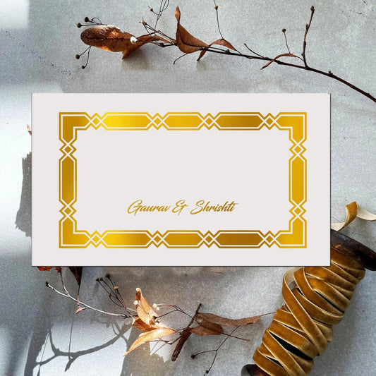 Personalised Gold Foil Note Cards - Oriental Frame - Set of 20 - Chatterbox Labels - Notecards