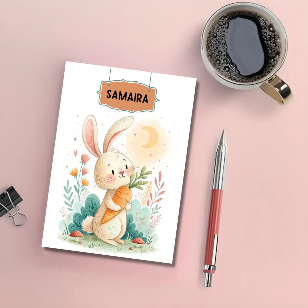 Personalised Notebook - A5 size - Bunny Charm - Chatterbox Labels - Notebook