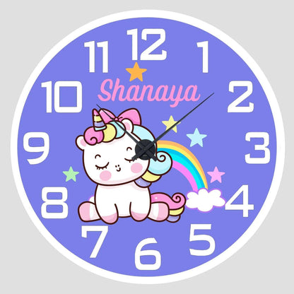 Personalised Acrylic Wall Clock - Unicorn Wish Clock - Chatterbox Labels - Wall Clock