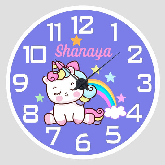 Personalised Acrylic Wall Clock - Unicorn Wish Clock - Chatterbox Labels - Wall Clock
