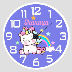 Personalised Wall Clock - Unicorn Wish Clock Chatterbox Labels