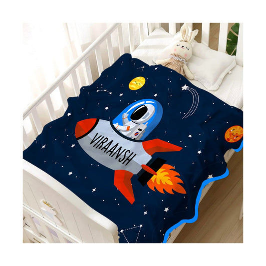 Perosnalised Cotton Blankets for Kids - Rocket to Sleep Design - Chatterbox Labels - Blankets