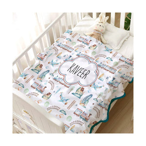 Perosnalised Cotton Blankets for Kids - Snuggle Hearts design Chatterbox Labels