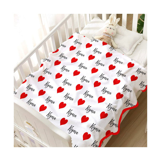 Perosnalised Cotton Blankets for Kids - Snuggle Hearts design - Chatterbox Labels - Blankets