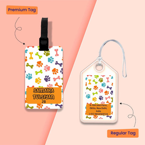 Personalized Bag Tags for Kids - Set of 5 - Cute Dog Design Chatterbox Labels
