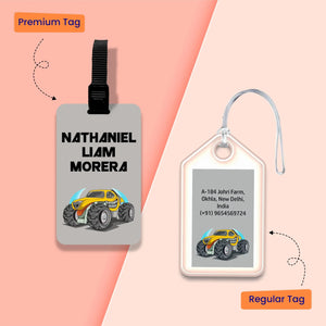 Personalized Bag Tags for Kids - Set of 5 - Monster Jam Design Chatterbox Labels