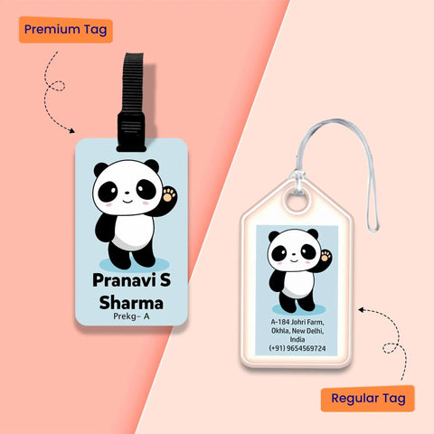 Personalized Bag Tags for Kids - Set of 5 - Panda Design Chatterbox Labels