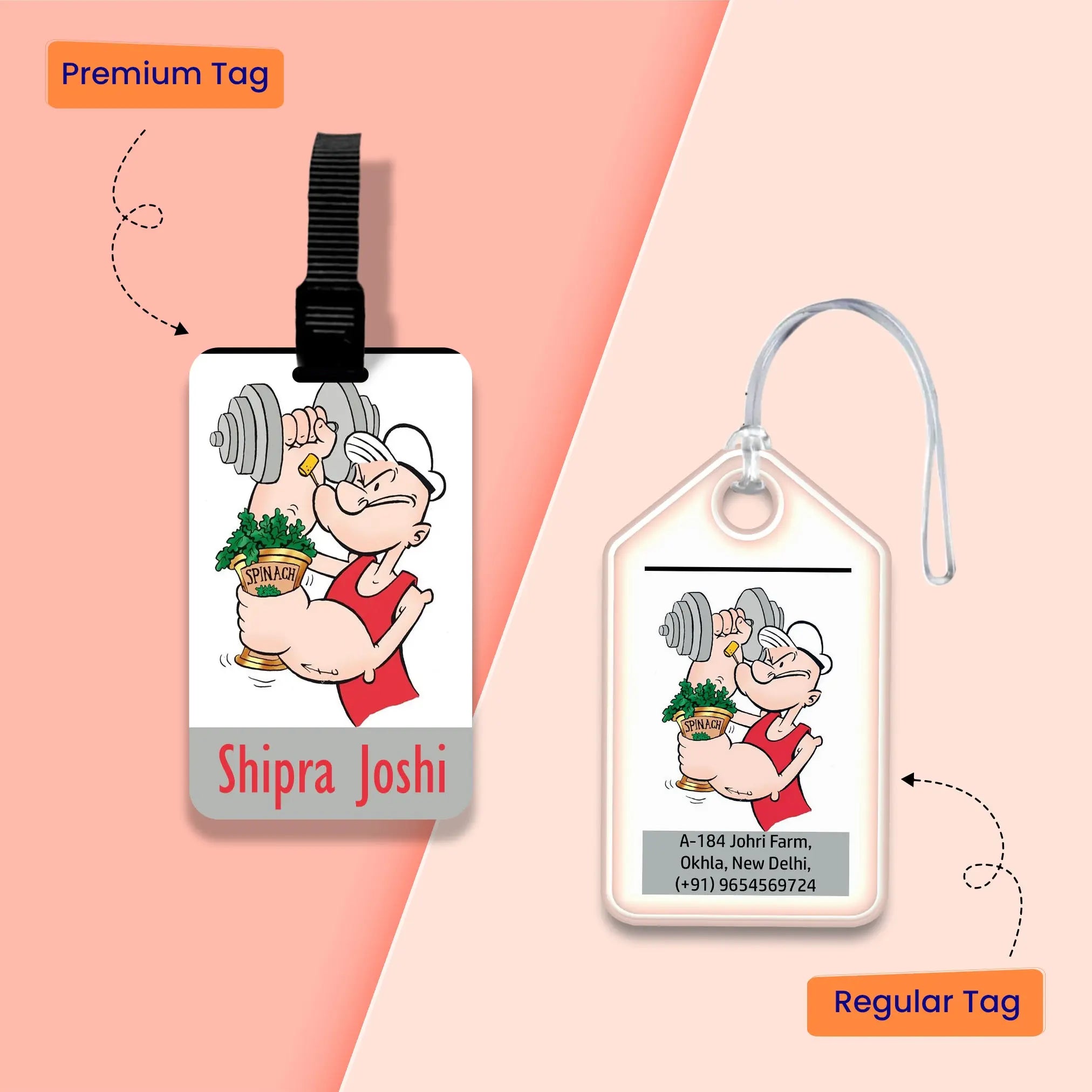 Personalized Bag Tags for Kids - Set of 5 - Popeye Design Chatterbox Labels