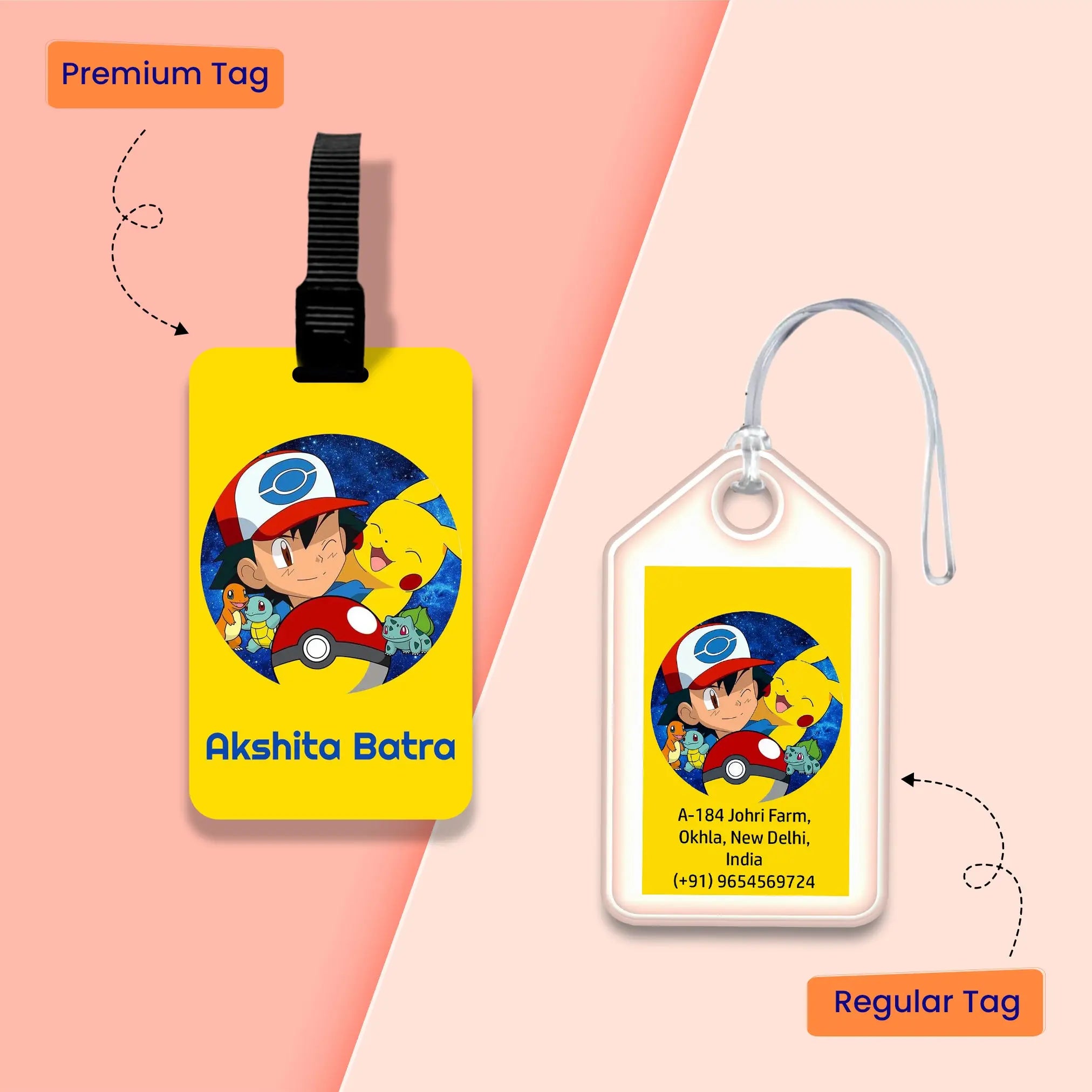 Personalized Bag Tags for Kids - Set of 5 - Tide Splash Design Chatterbox Labels