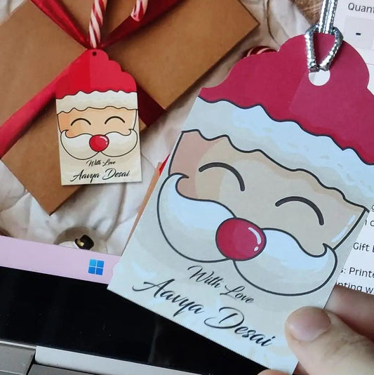 Personalized Christmas Gift Tags - Santa Face - Set of 10 - Chatterbox Labels - Gift Tags