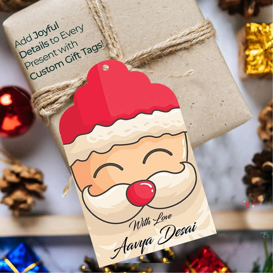 Personalized Christmas Gift Tags - Santa Face - Set of 10 - Chatterbox Labels - Gift Tags