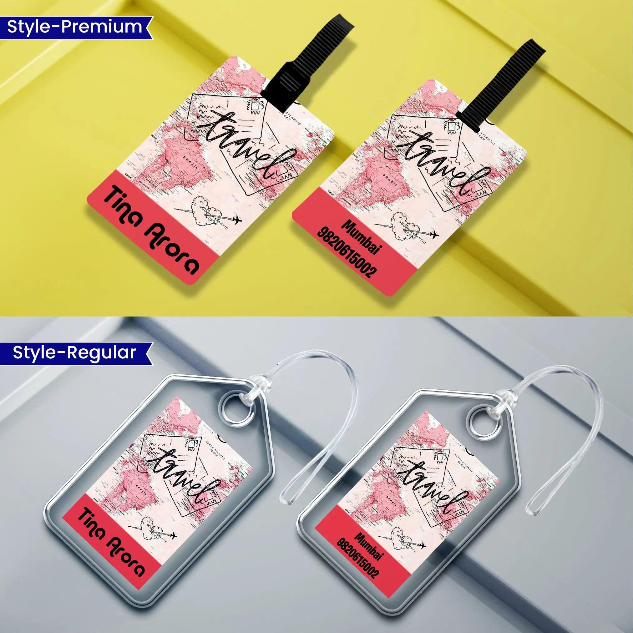 Personalized Luggage Tags Blush Wanderer Design 7998556078211