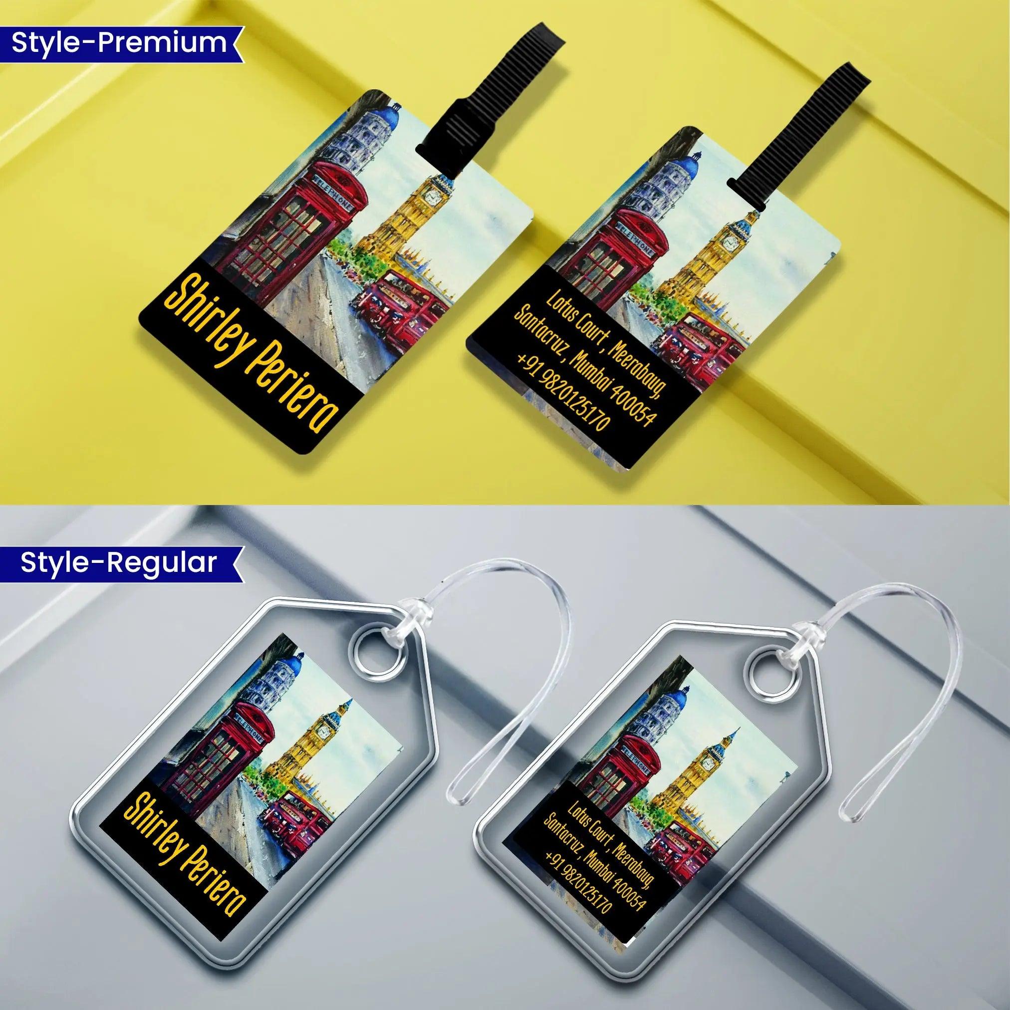 Personalized Luggage Tags London Design - Set of 5 Chatterbox Labels