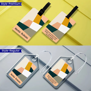 Personalized Luggage Tags -  Set of 5 - Mellow Grid Design Chatterbox Labels