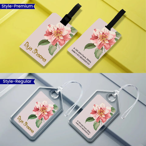 Personalized Luggage Tags -  Set of 5 - Painted Petals Design Chatterbox Labels