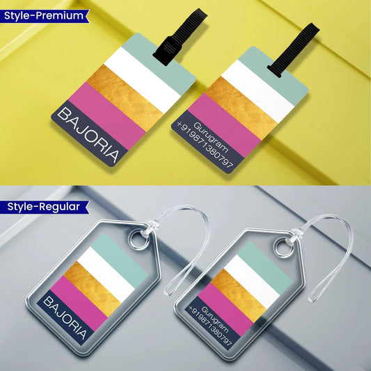 Personalized Luggage Tags - Stripes Design - Chatterbox Labels - Luggage Tags