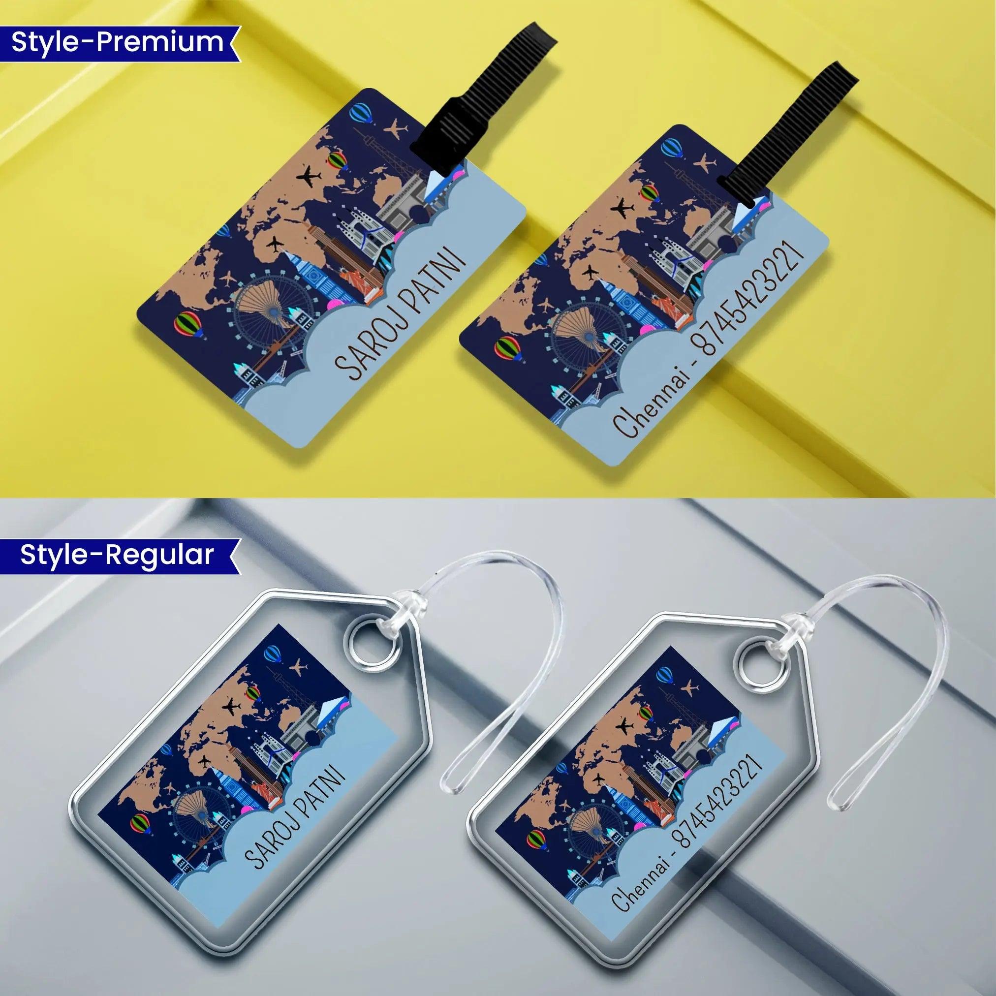 Personalized Luggage Tags  - Travel The World Design