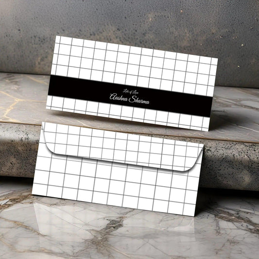 Personalized Money Envelopes - White Chequered Theme - Set of 20 - Chatterbox Labels - Envelopes