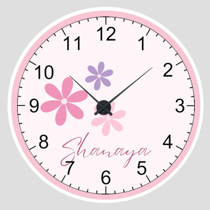 Personalised Acrylic Wall Clock - Petal Power - Chatterbox Labels - Wall Clock