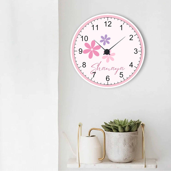 Personalised Wall Clock - Petal Power Chatterbox Labels