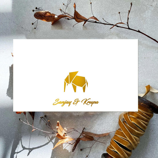 Personalised Gold Foil Note Cards - Elephant - Set of 20 - Chatterbox Labels - Notecards