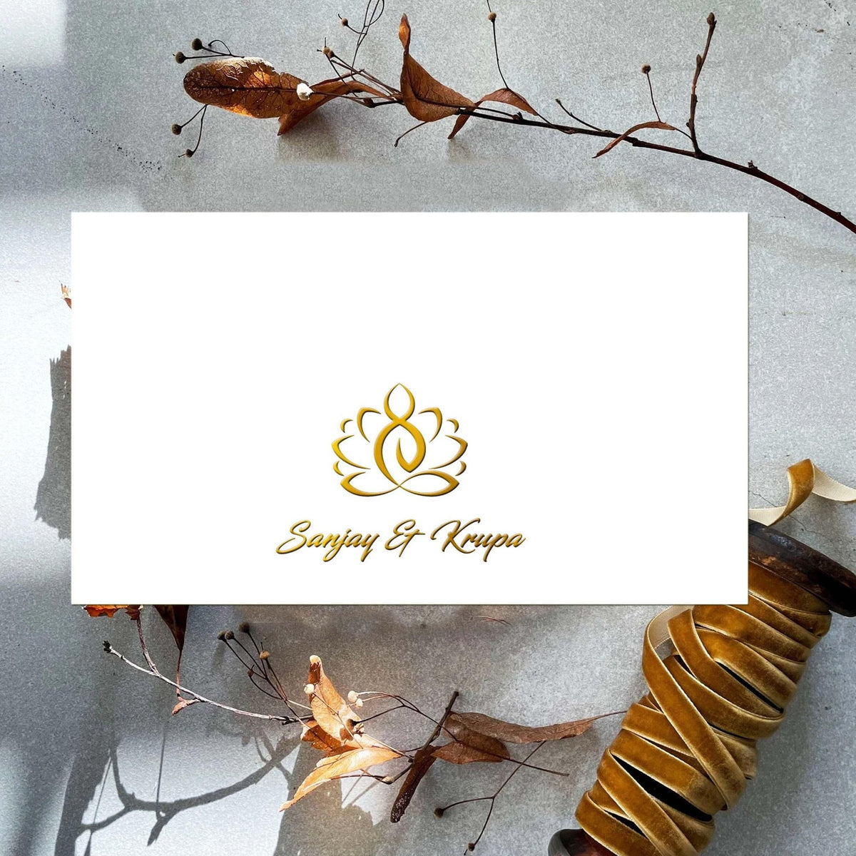 Personalised Gold Foil Note Cards - Lotus Buddha - Set of 20 - Chatterbox Labels - Notecards