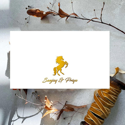 Personalised Gold Foil Note Cards - Victory Horse - Set of 20 - Chatterbox Labels - Notecards