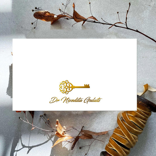 Personalised Gold Foil Note Cards - Vintage Key - Set of 20 - Chatterbox Labels - Notecards