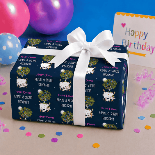 Custom Happy Diwali Gift Wrapping Paper - Pichwai Design - Chatterbox Labels - Wrapping Paper