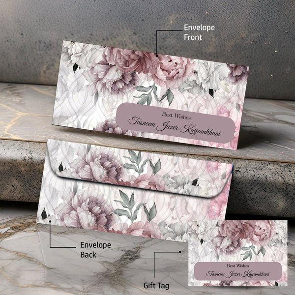 Personalised Money Envelopes- Pink Floral Theme - Set of 20 - Chatterbox Labels-Envelopes